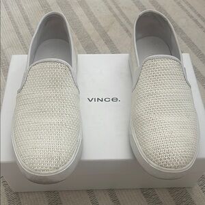 Vince Men's Cream Woven Slip-On Loafers